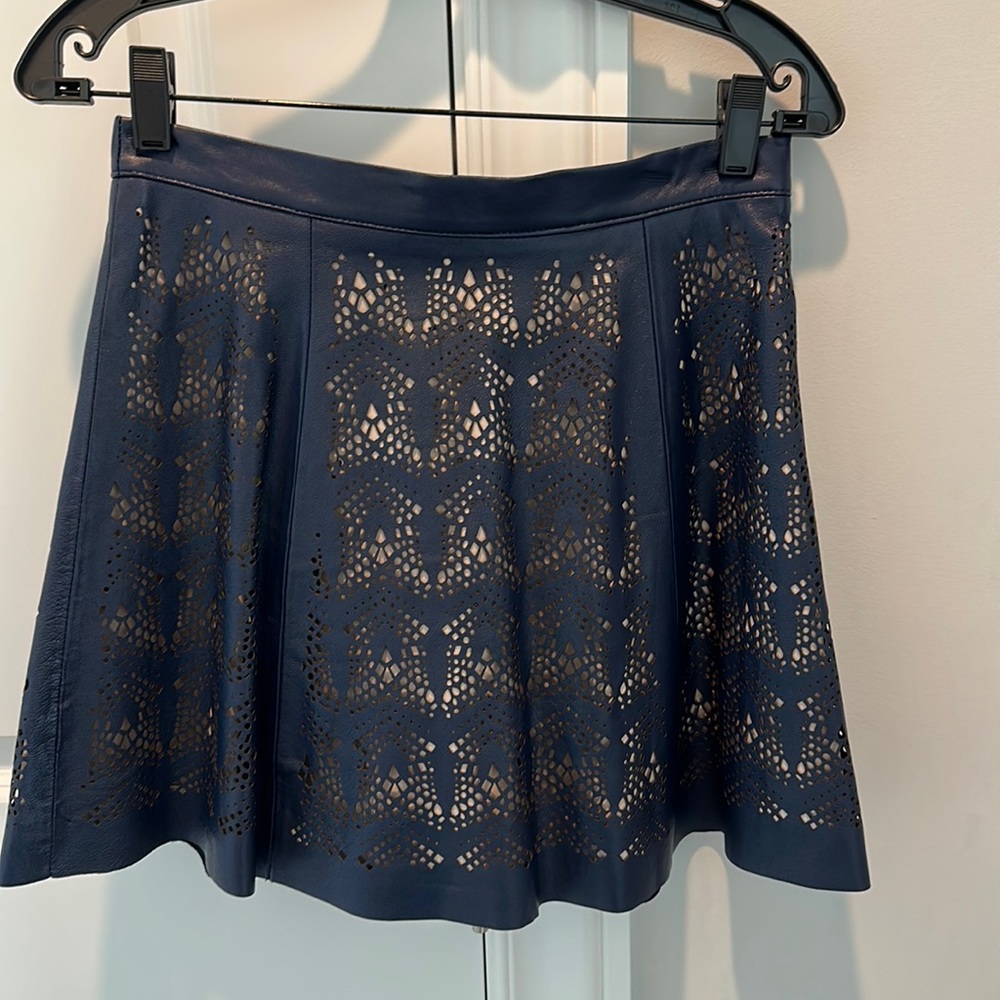 Parker leather skirt with laser cut detail